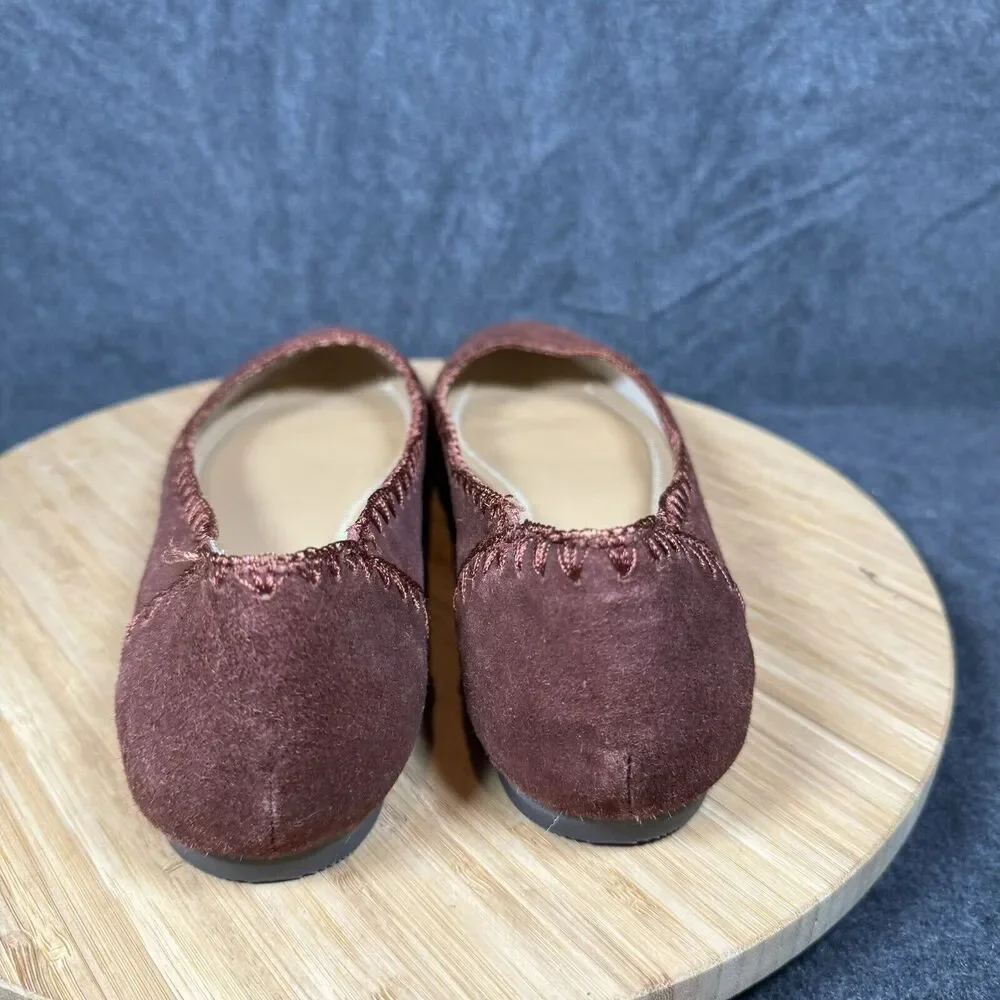 Jack Rogers Bordo Suede Leather Ballet Flats‎ Size 9.5 M